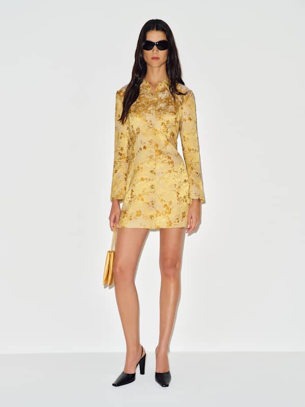 Nemi Dress - Gold Brocade