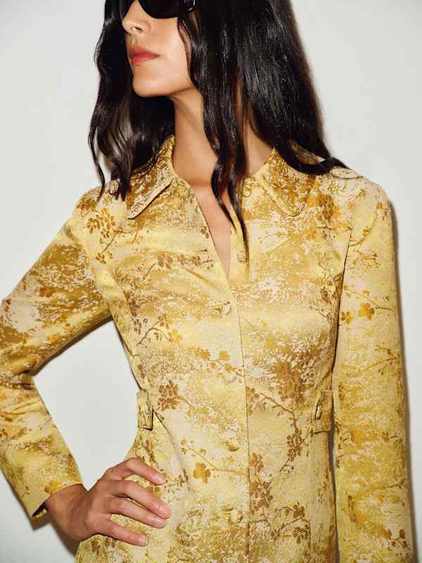 Nemi Dress - Gold Brocade