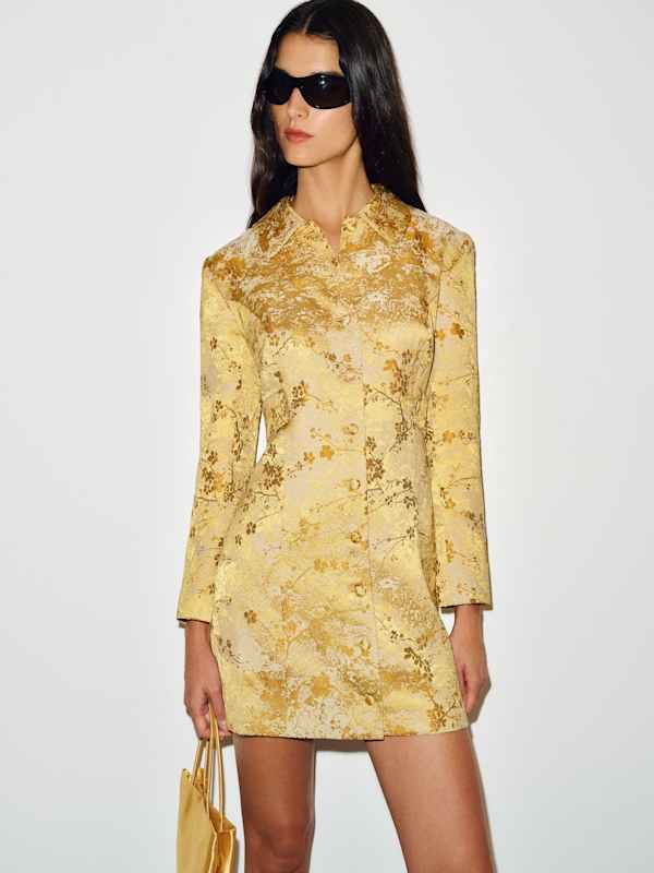Nemi Dress - Gold Brocade