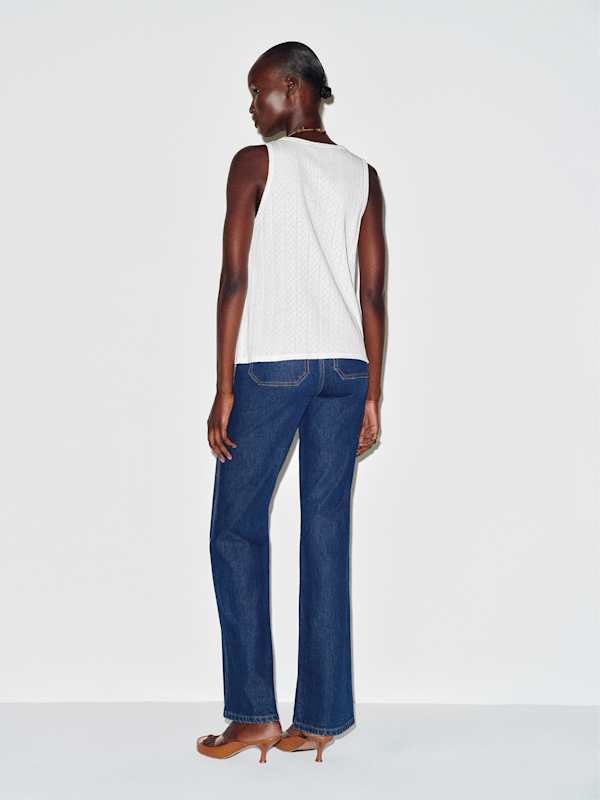 Eva Pointelle Knit Top - White