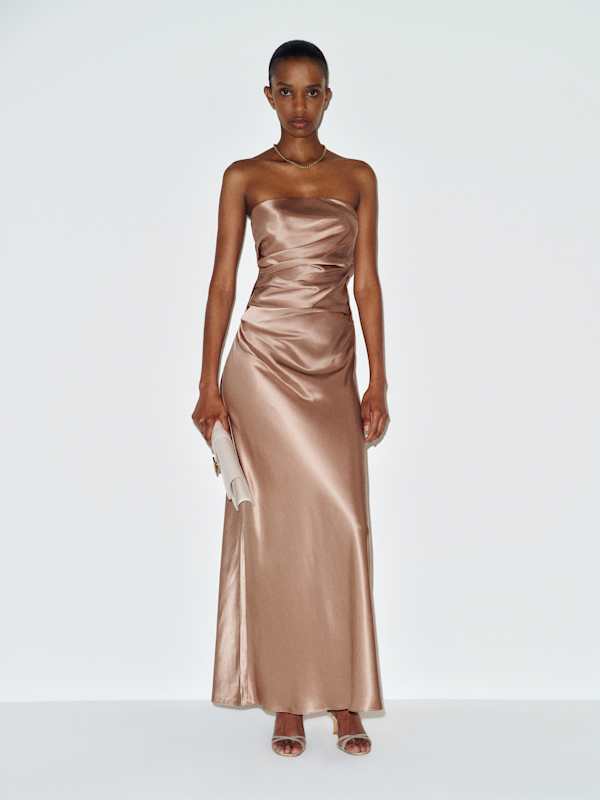 Meshea Silk Dress - Macadamia