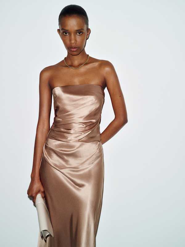 Meshea Silk Dress - Macadamia
