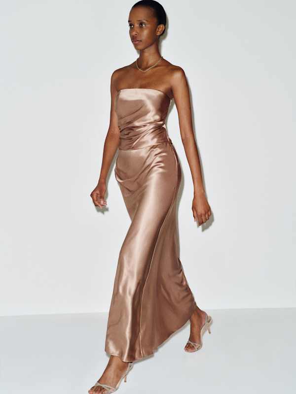 Meshea Silk Dress - Macadamia