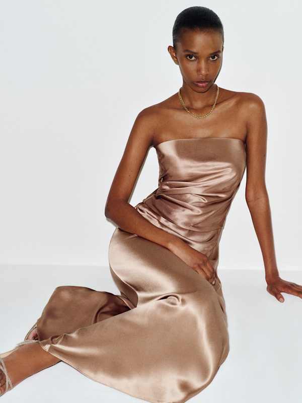Meshea Silk Dress - Macadamia