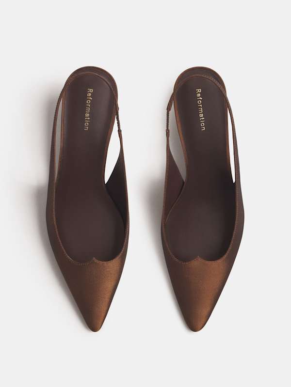 Wells Slingback Heel - Bronze Taffeta