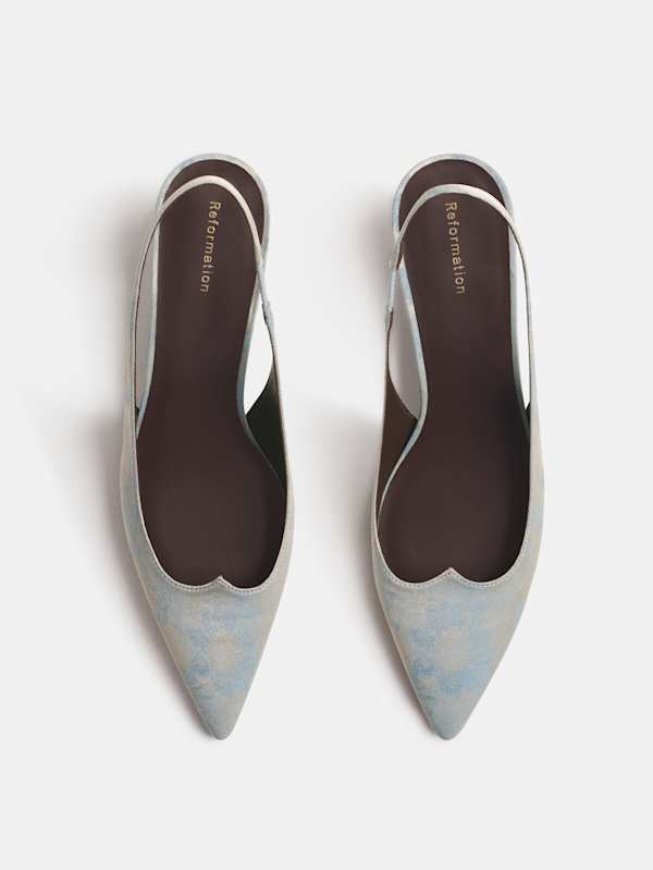 Wells Slingback Heel - Light Blue Jacquard