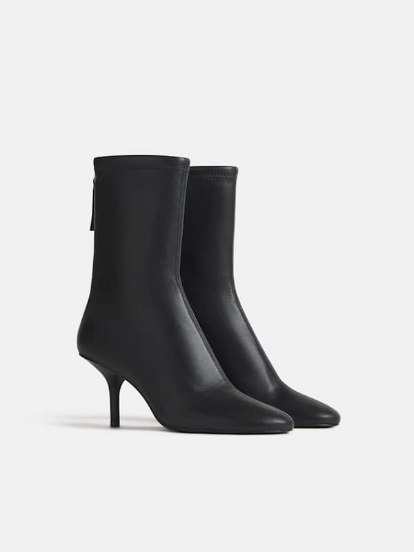 Aveline High Ankle Boot - Black Stretch Leather