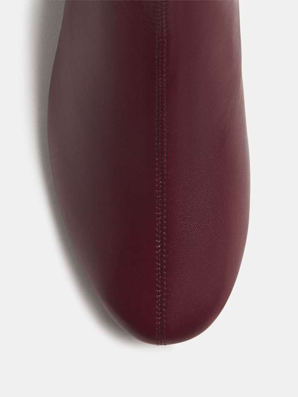 Aveline Block Heeled Ankle Boot - Oxblood Stretch Leather