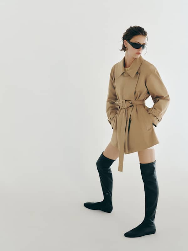 Aveline Over The Knee Boot - Black Stretch Leather