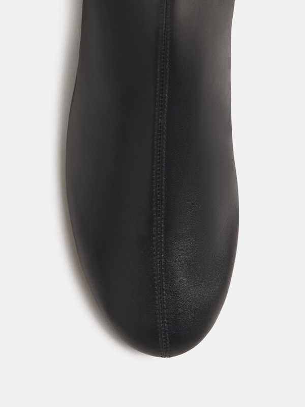 Aveline Over The Knee Boot - Black Stretch Leather