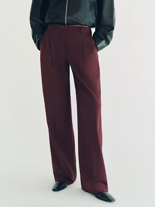 Frances Low Rise Relaxed Pant - Deep Red