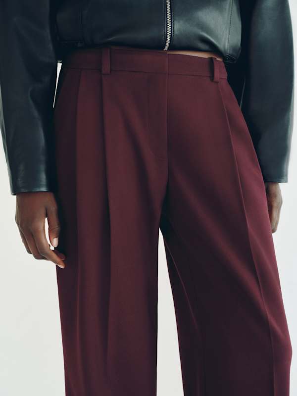 Frances Low Rise Relaxed Pant - Deep Red