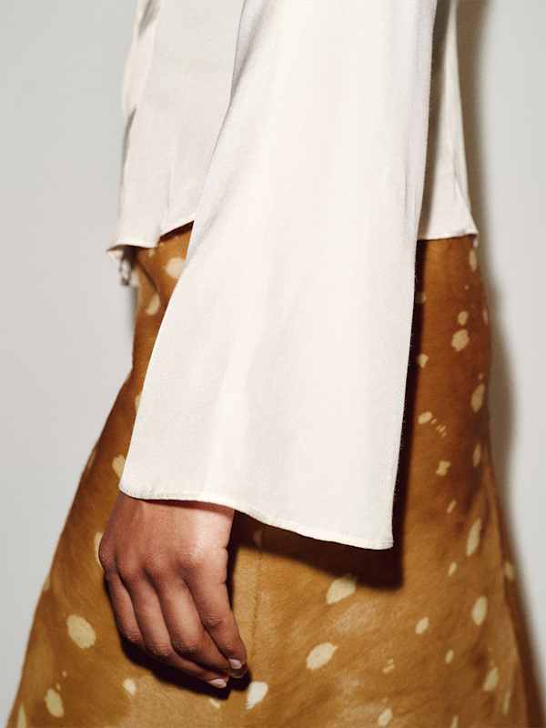 Thatcher Silk Twill Top - Fior Di Latte