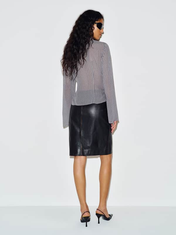 Thatcher Top - Sheer Grey Check