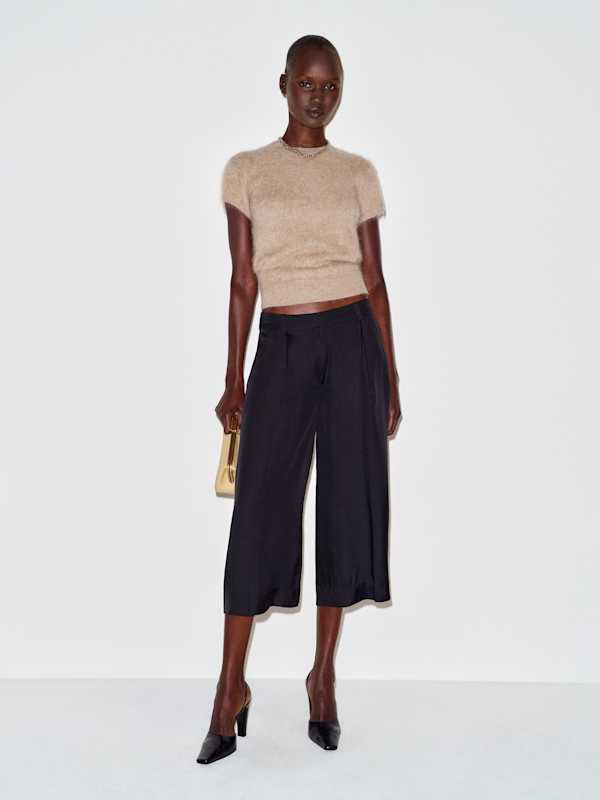 Robbie Silk Twill Culotte - Black