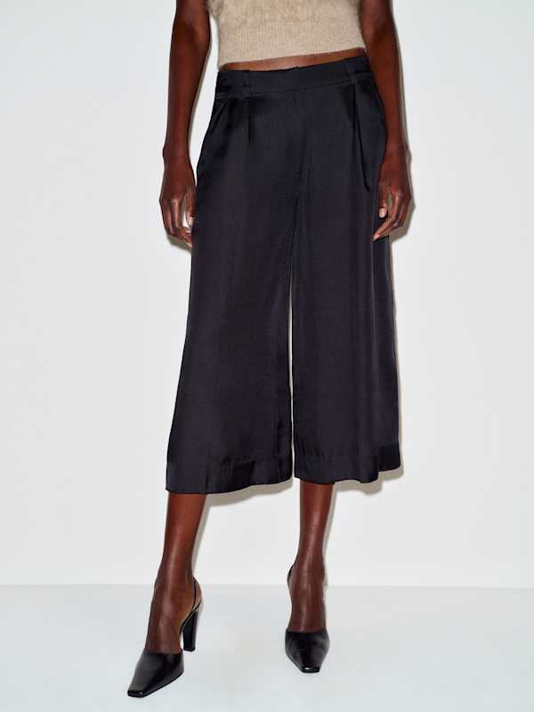 Robbie Silk Twill Culotte - Black