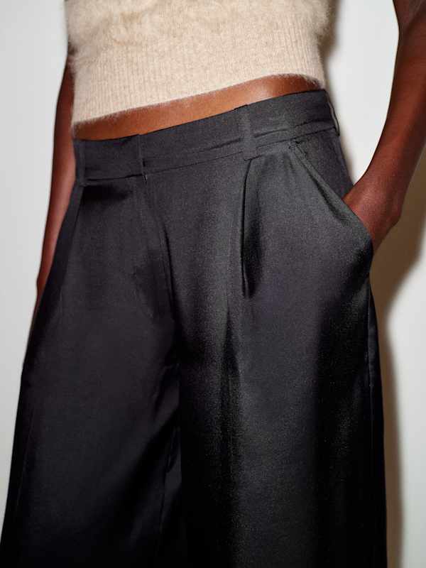 Robbie Silk Twill Culotte - Black