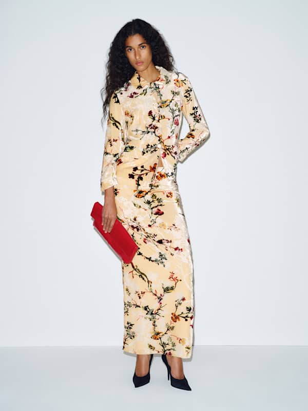 Carolyn Skirt - Floral Velvet