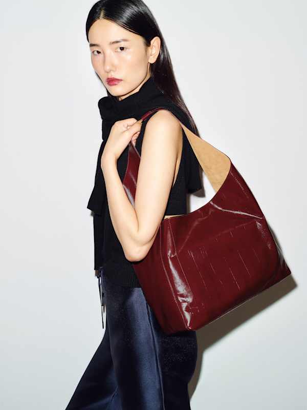 Medium Vittoria Minimal Tote - Oxblood Eel