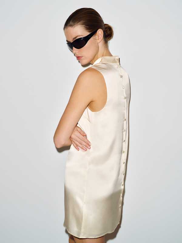 Lantana Silk Dress - Fior Di Latte