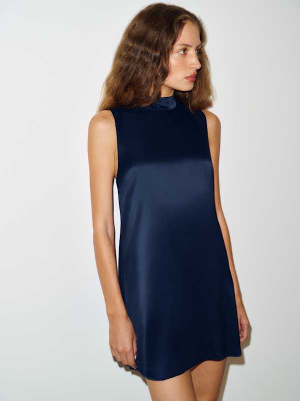 Lantana Silk Dress - Navy