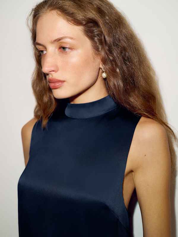 Lantana Silk Dress - Navy