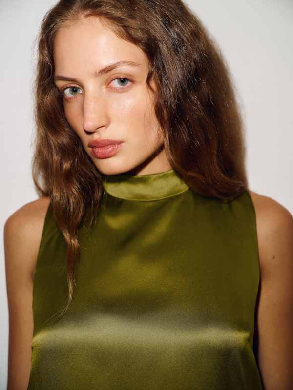 Lantana Silk Dress - Pear