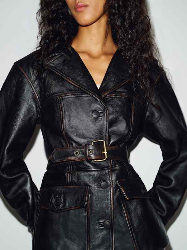 Patti Leather Jacket - Distressed Coffee
