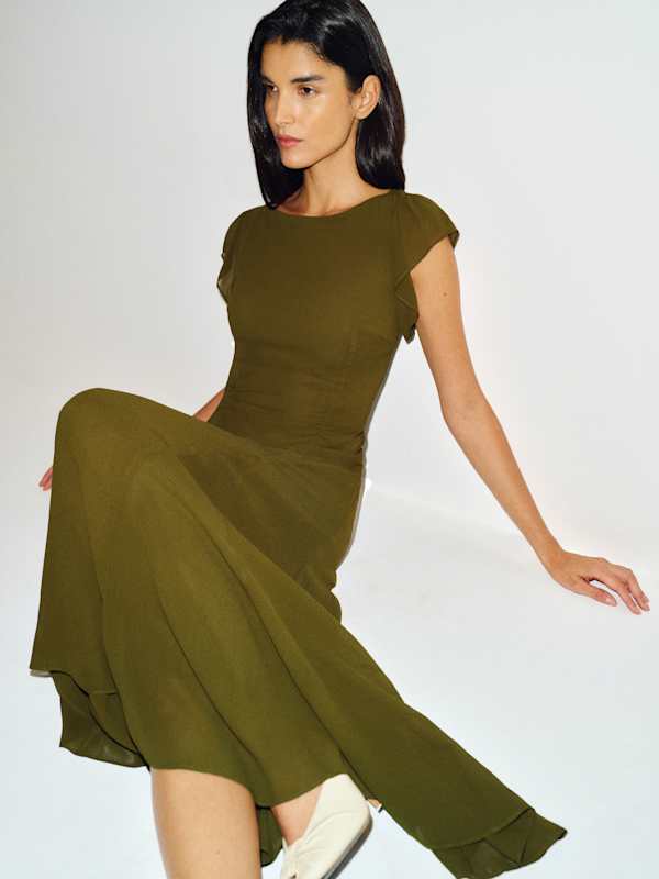 Petites Maelani Dress - Moss Garden