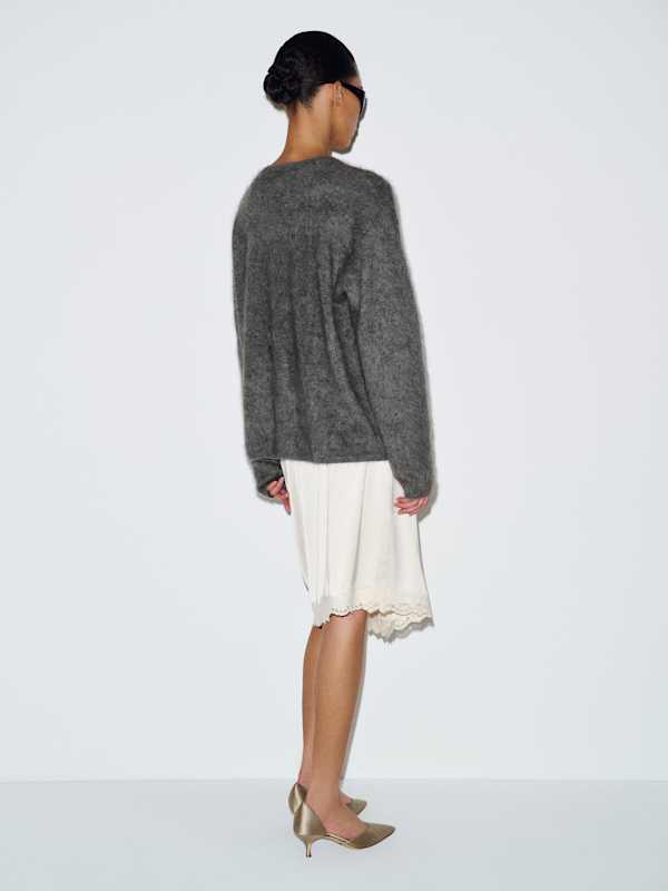 Charlotte Brushed Cashmere Crew Sweater - Thunder