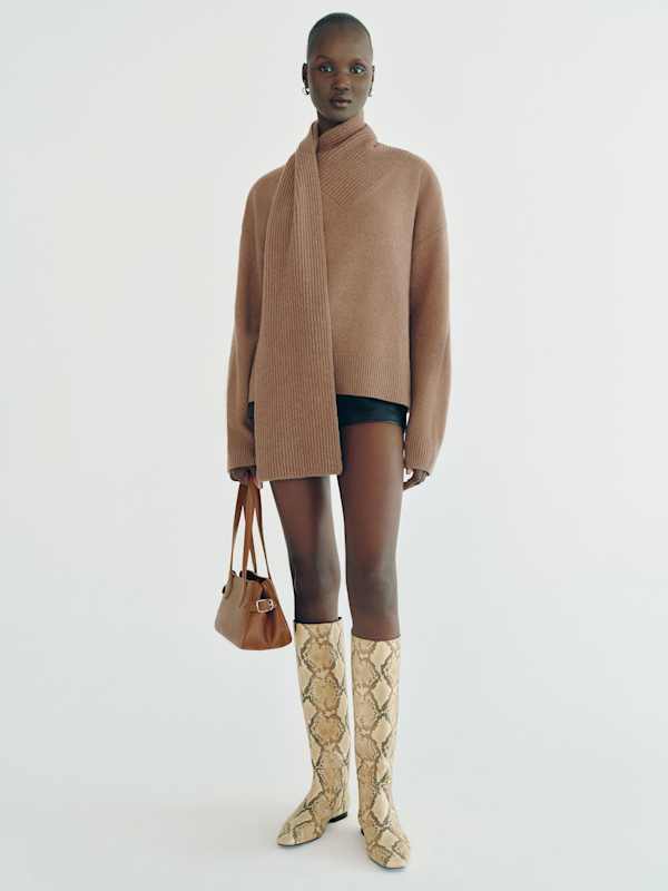 Sophia Cashmere Scarf Sweater - Heathered Chanterelle