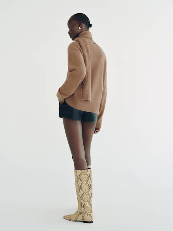 Sophia Cashmere Scarf Sweater - Heathered Chanterelle
