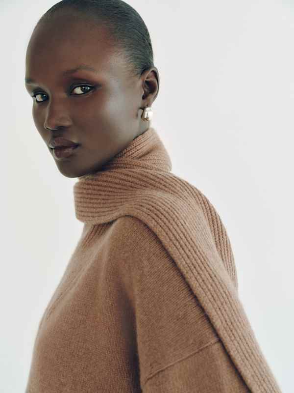 Sophia Cashmere Scarf Sweater - Heathered Chanterelle
