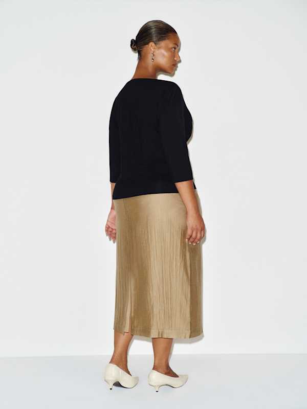 Helen Low Waist Midi Skirt Es - Tan