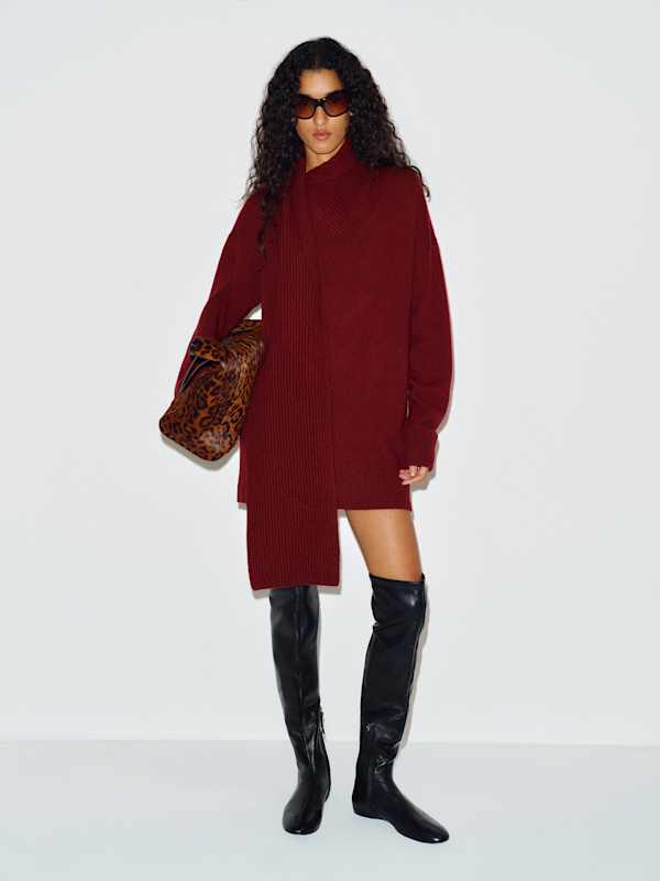 Sophia Cashmere Scarf Mini Dress - Chianti