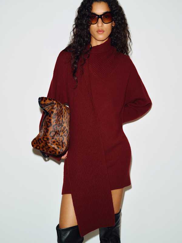 Sophia Cashmere Scarf Mini Dress - Chianti