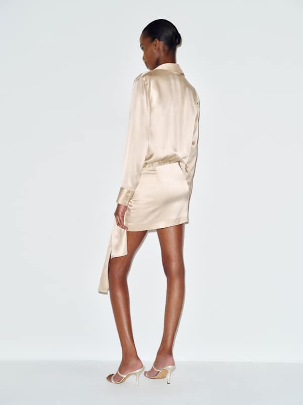 Manhattan Silk Dress - Almond