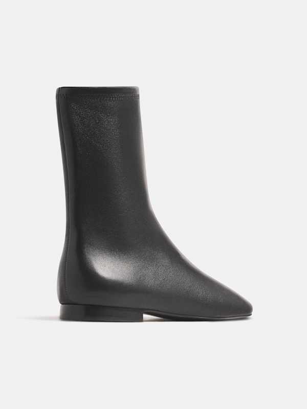 Remy Flat Stretch Ankle Boot - Black Stretch Leather