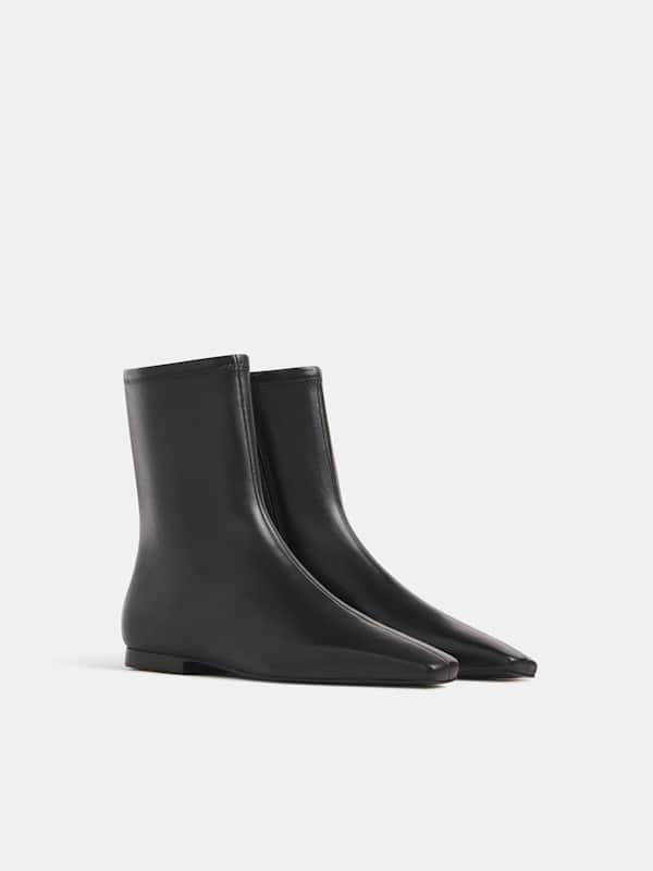 Remy Flat Stretch Ankle Boot - Black Stretch Leather