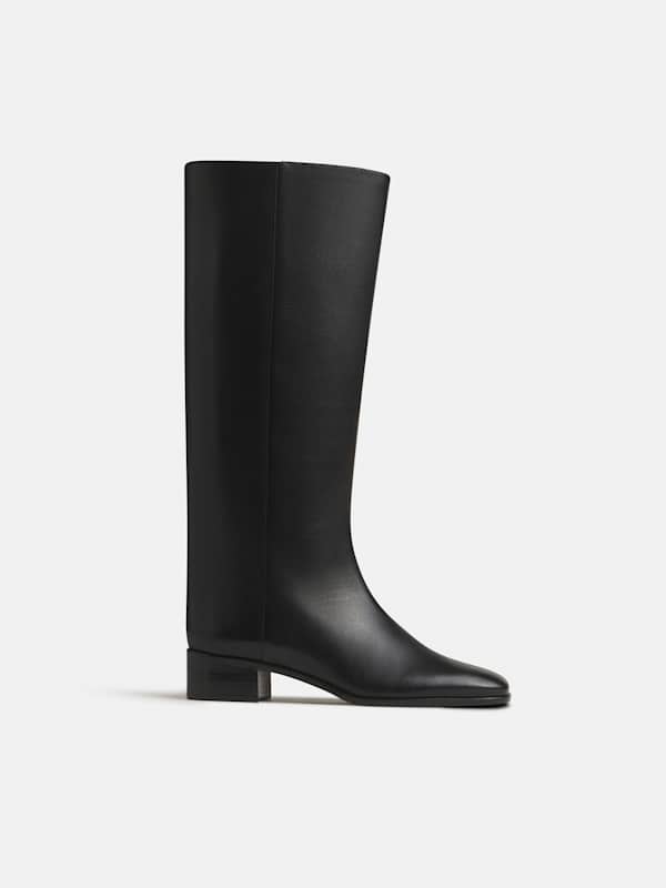 Inez Knee Boot - Black Leather