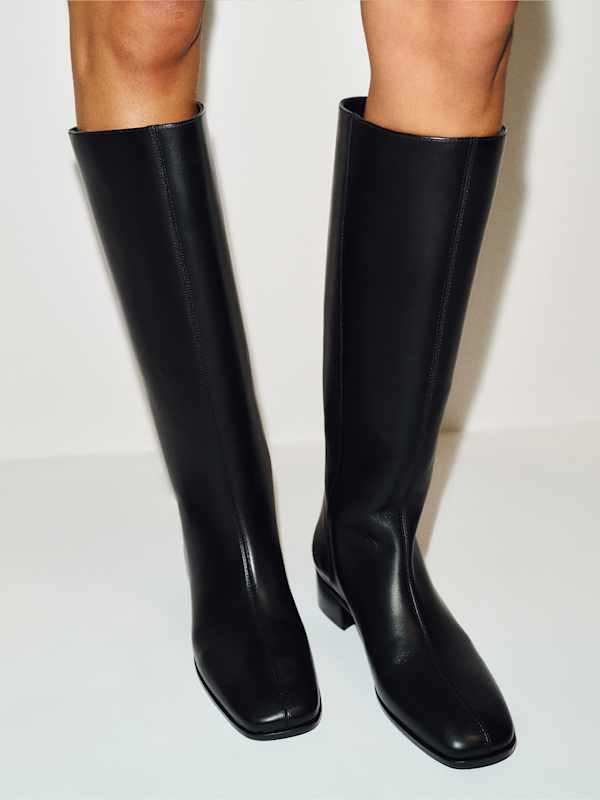 Inez Knee Boot - Black Leather