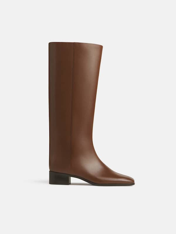 Inez Knee Boot - Brunette Leather
