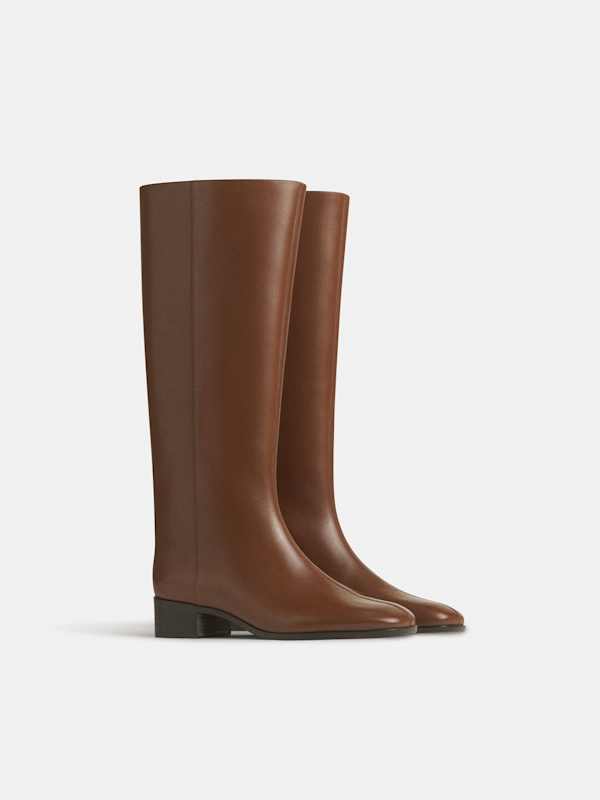 Inez Knee Boot - Brunette Leather
