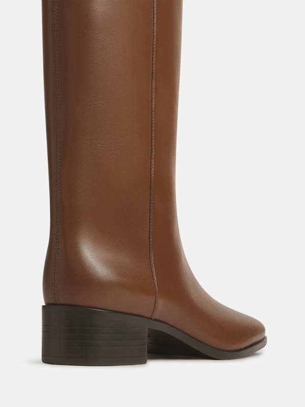 Inez Knee Boot - Brunette Leather