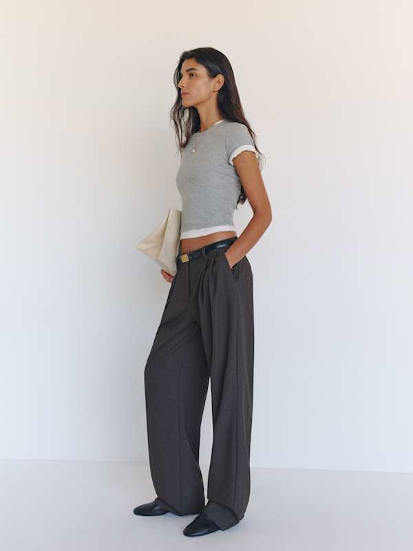 Frances Low Rise Relaxed Long Pant - Charcoal