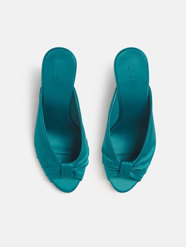 Enya Satin Wedge Sandal - Deep Lagoon Satin