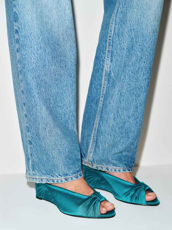 Enya Satin Wedge Sandal - Deep Lagoon Satin