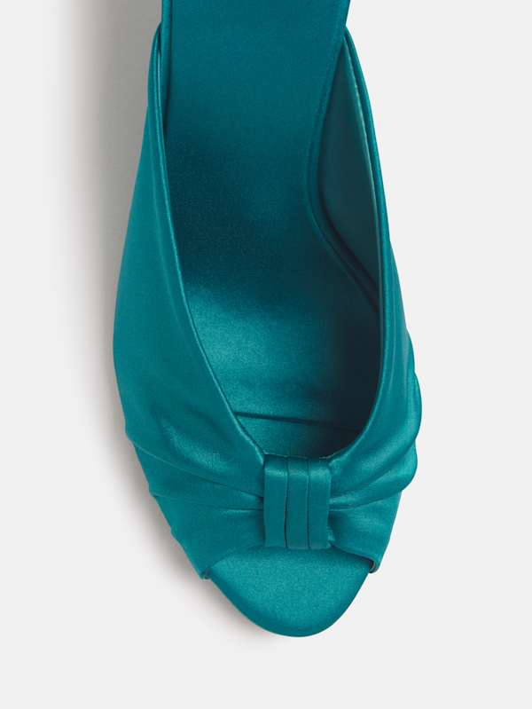 Enya Satin Wedge Sandal - Deep Lagoon Satin