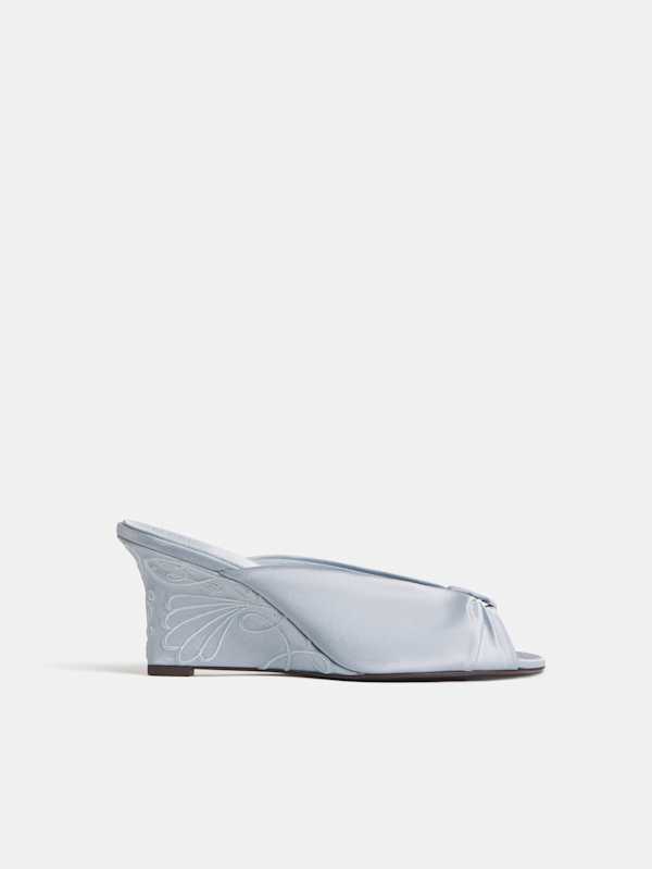 Enya Satin Wedge Sandal - Mist Satin