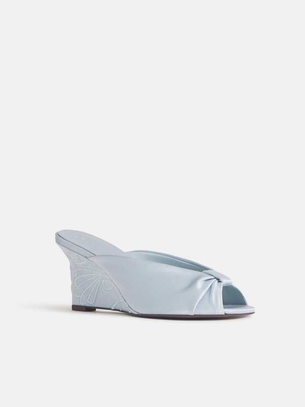 Enya Satin Wedge Sandal - Mist Satin